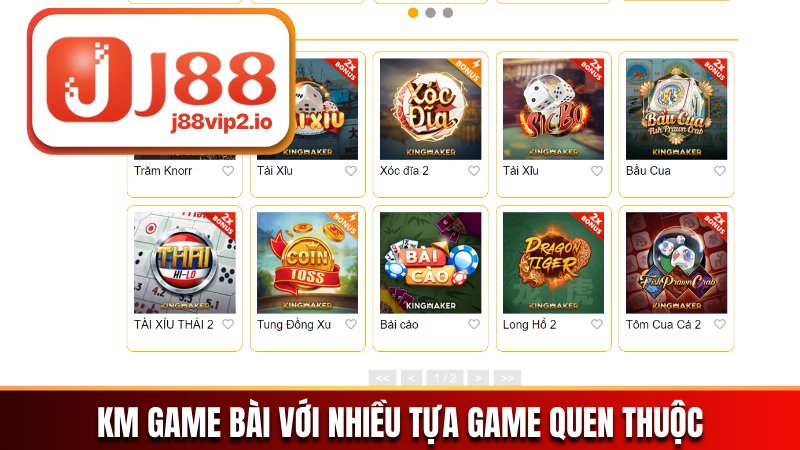 KM Game bài với nhiều tựa game quen thuộc