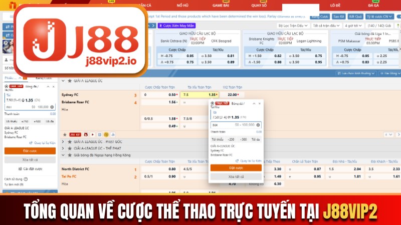Tổng quan về cược thể thao trực tuyến tại J88vip2